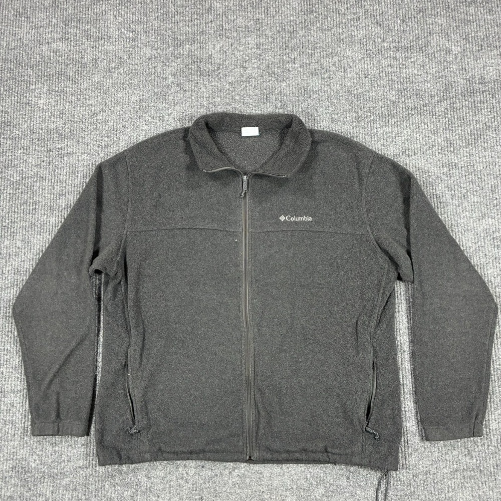 Columbia Sportswear Full Zip Fleece Jacket Mens 2XL Gray Long Sleeve